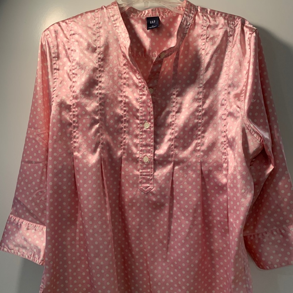 Gap pink polka dot blouse XL